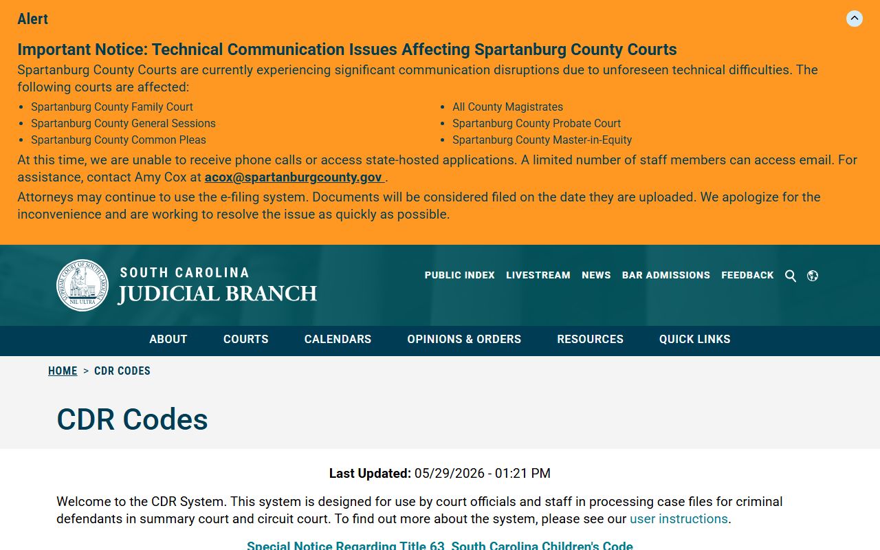 Dorchester County arrest records and court charges CDR code search