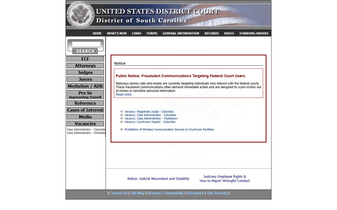 Dorchester County Circuit Court federal district court distinction