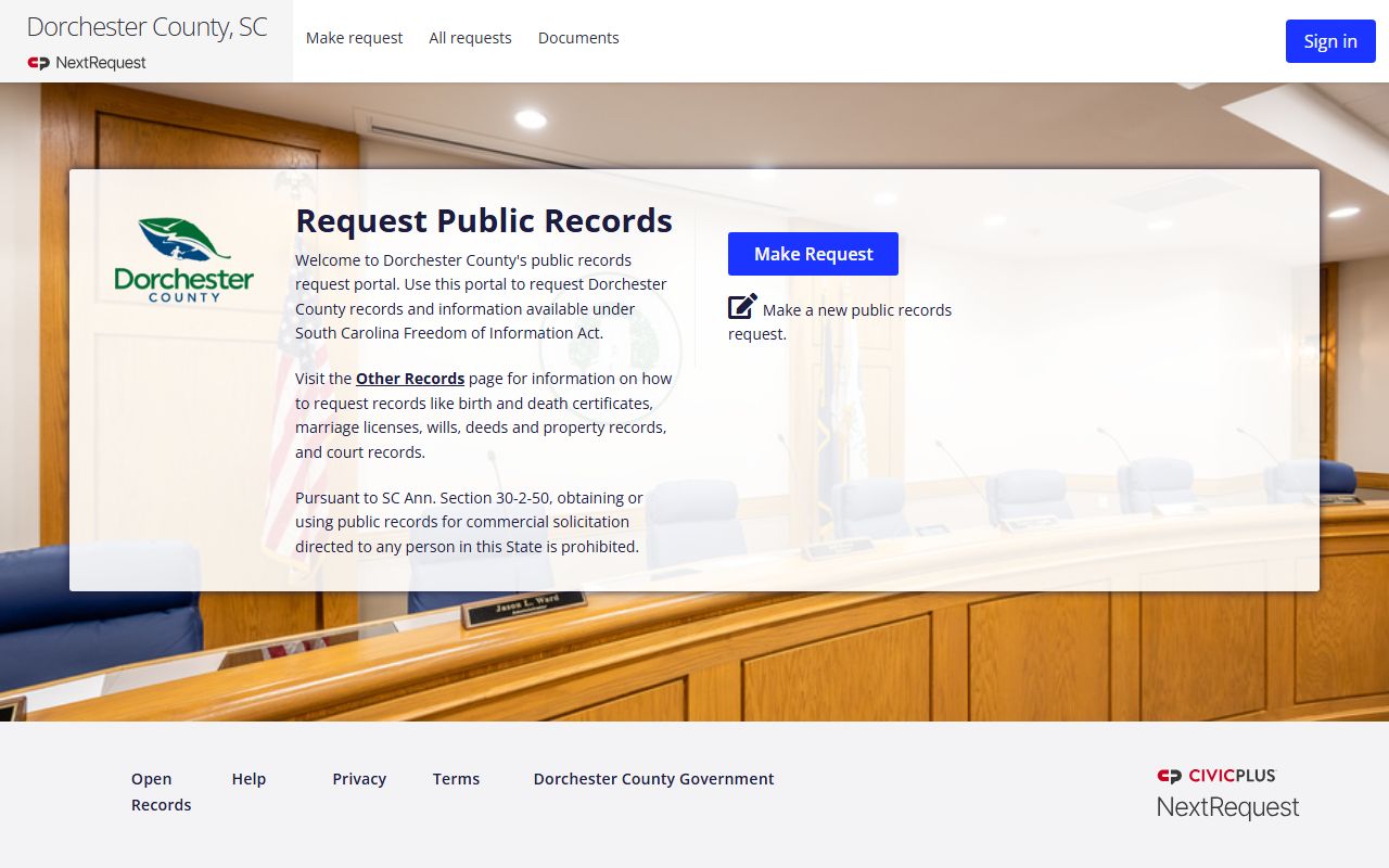 Dorchester County court records NextRequest public records portal