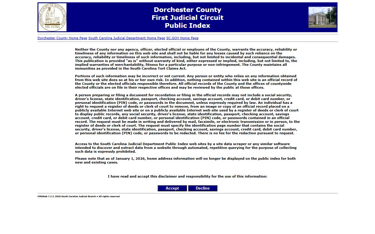 Dorchester County court records Public Index search