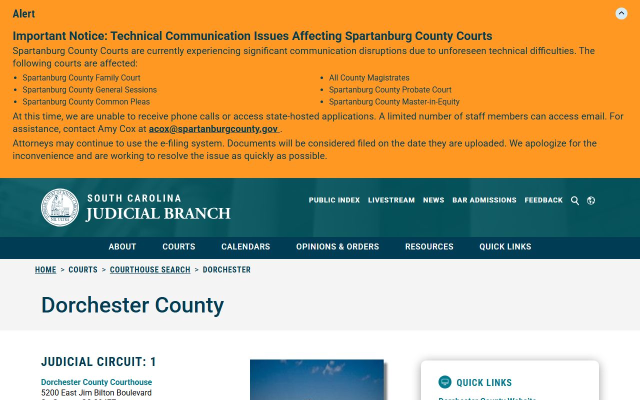 Dorchester County court records South Carolina Judicial Branch listing
