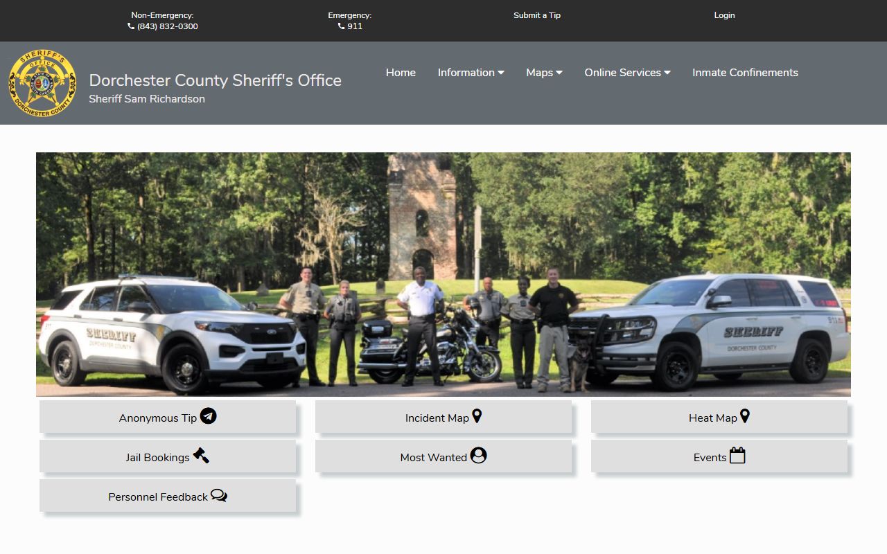 Dorchester County inmate records Citizen Connect home page