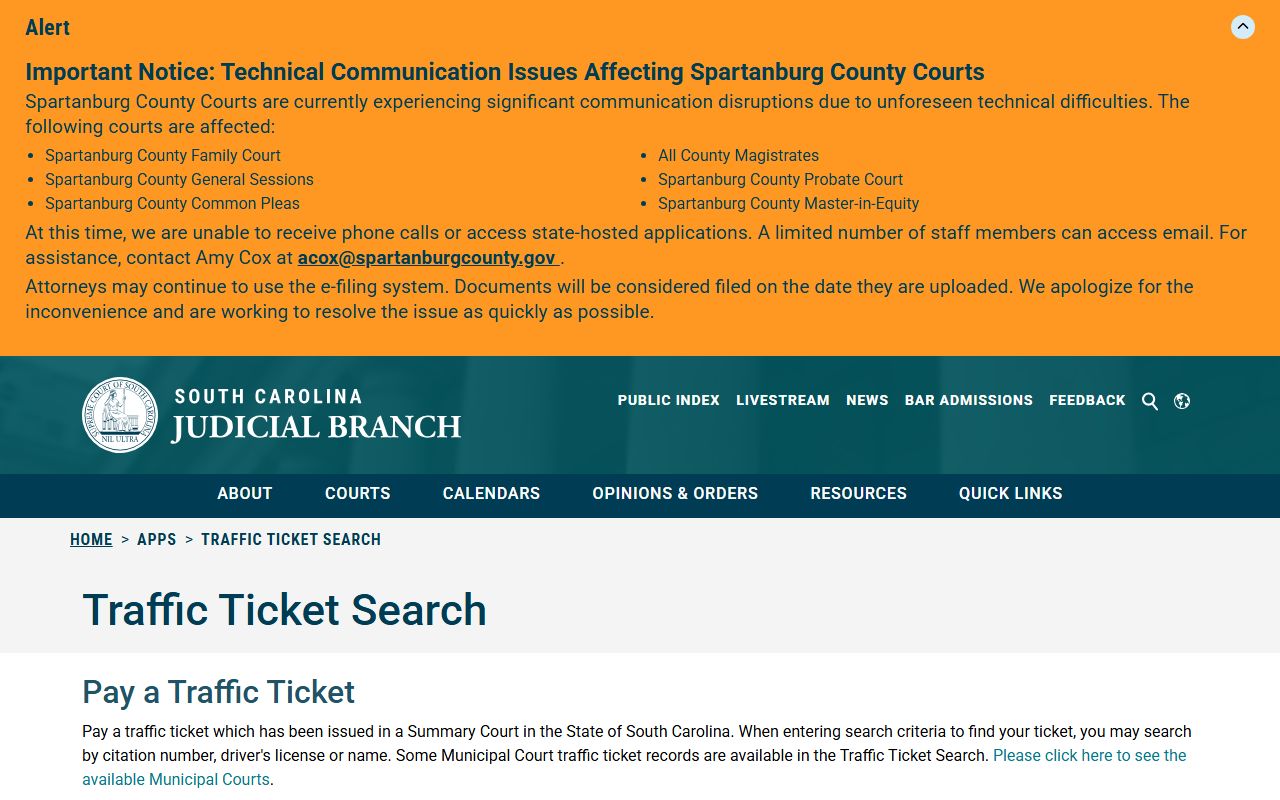 Dorchester County traffic court records SC traffic ticket search